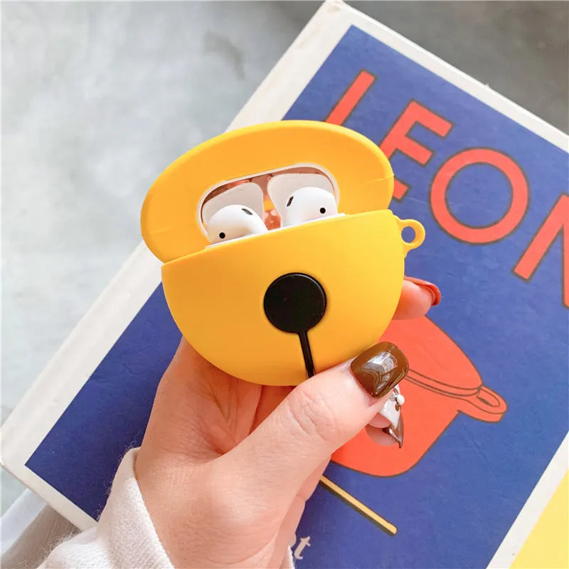 Yellow silicone bell-shaped case for AirPods 1 and 2 generation wireless earphones