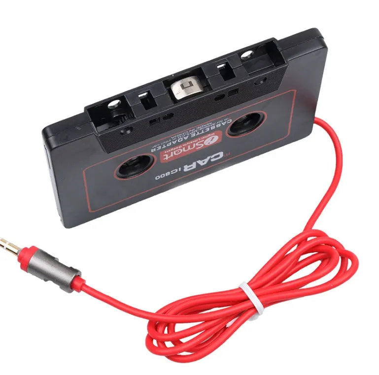 Black cassette adapter for car stereo connecting MP3 MP4 players via 3.5mm jack