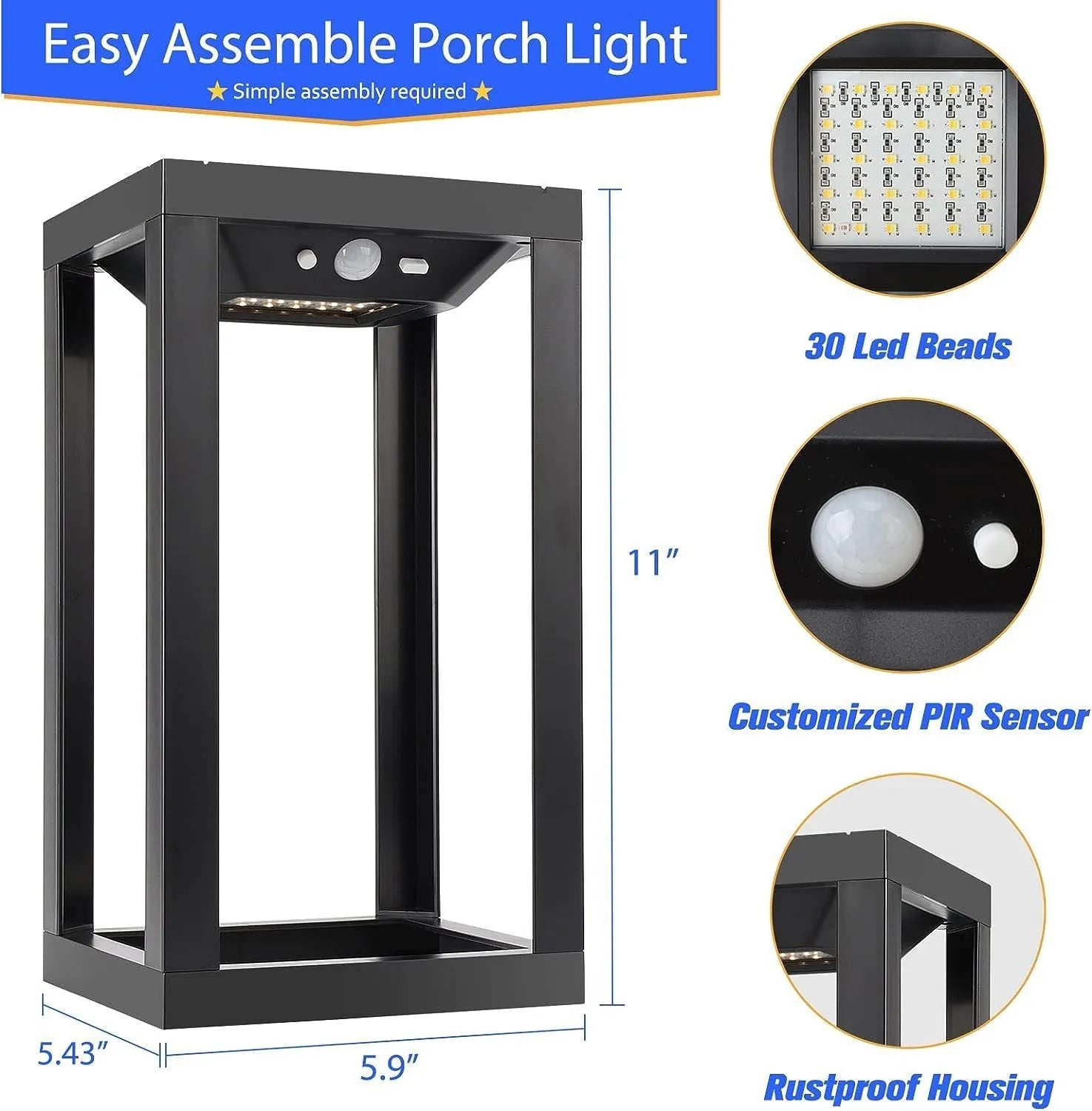Modern Chinese outdoor wall lamp with solar panel and two-tone lighting