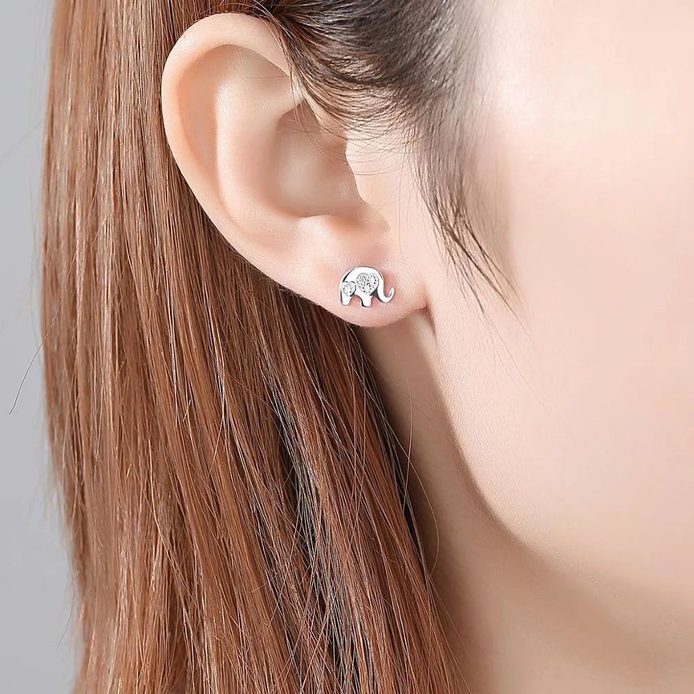 Korean geometric silver drop earrings with gem setting in gold and silvery colour variations