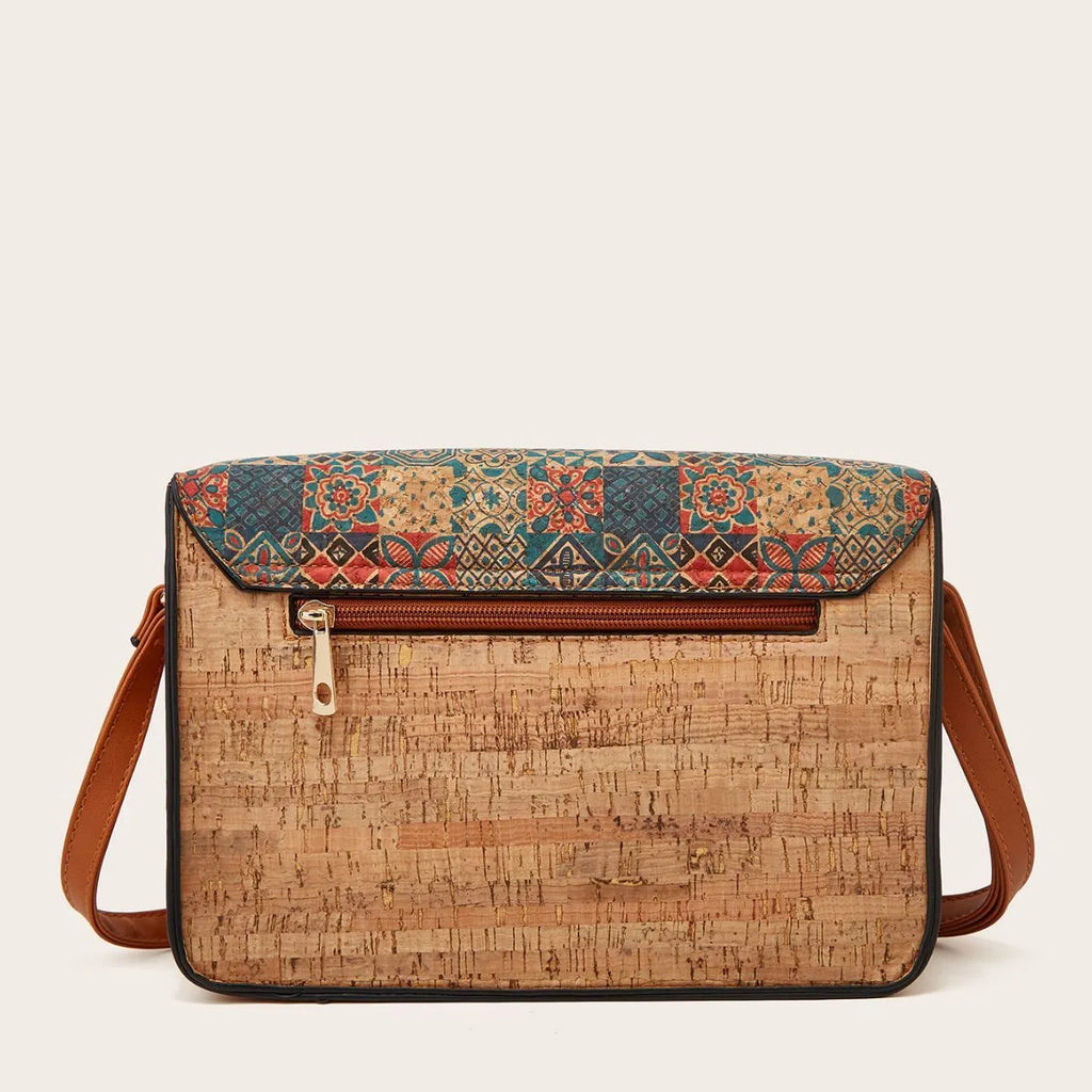 Women's printed PU crossbody bag in medium hardness with single shoulder strap