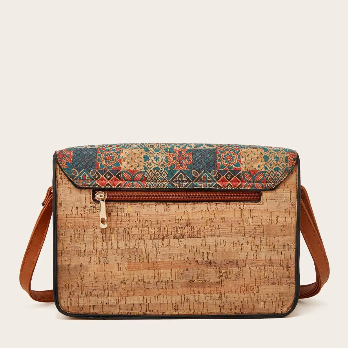 Women's printed PU crossbody bag in medium hardness with single shoulder strap