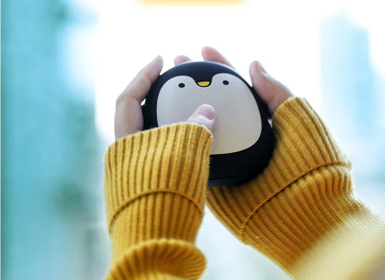 Cartoon penguin and polar bear USB rechargeable hand warmers with power bank function