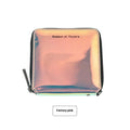Korean-style short folding women's wallet in PU leather, shown in crystal blue colour.