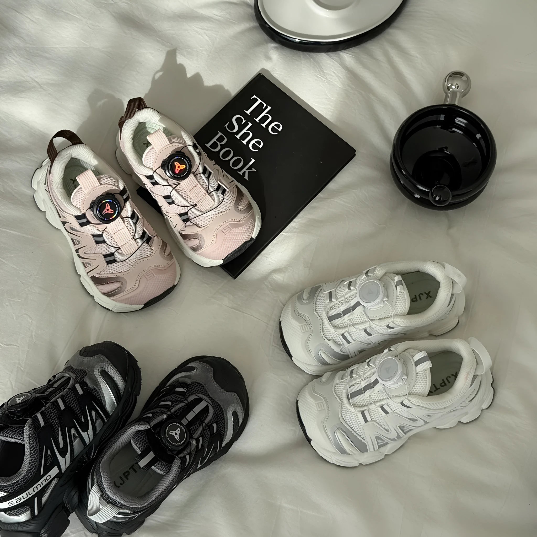 Girls casual trainers in beige with a breathable PU leather mesh upper, shown on a light background.