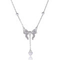 S925 pure silver butterfly and heart-shaped pendant on a silver O-ring clavicle chain.