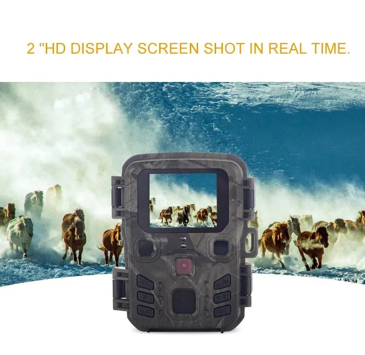 Black plastic infrared night vision monitoring device with 12 megapixel sensor and TF card slot