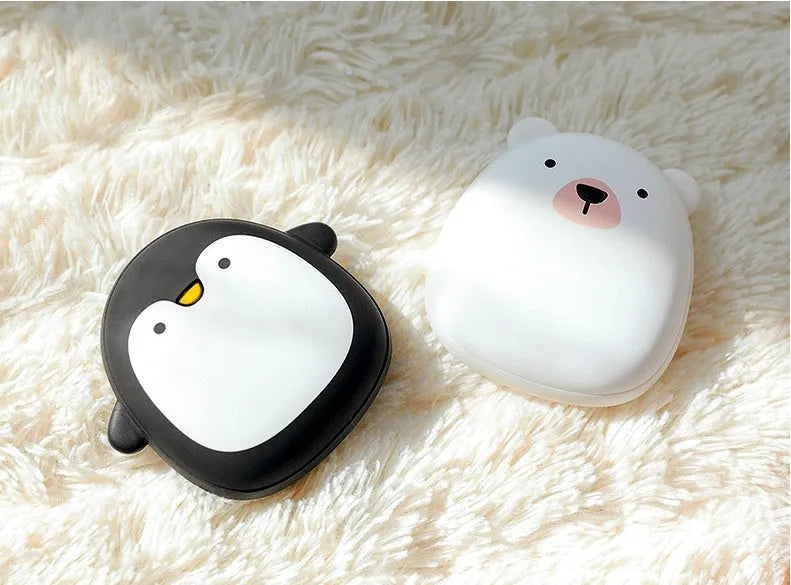 Cartoon penguin and polar bear USB rechargeable hand warmers with power bank function