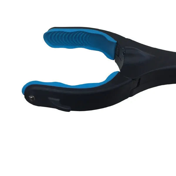 Blue foldable portable pickup stick extended to 83.5 cm with TPR grips