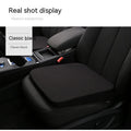 Black car seat cushion measuring approximately 42x39cm with 6cm thickness for height improvement