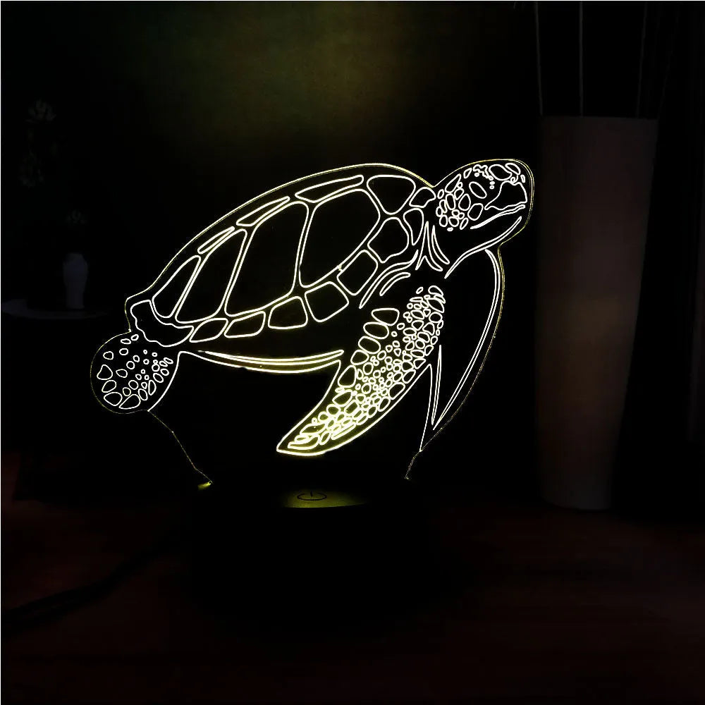 3D acrylic turtle shaped LED night light with 16 colour options and remote control