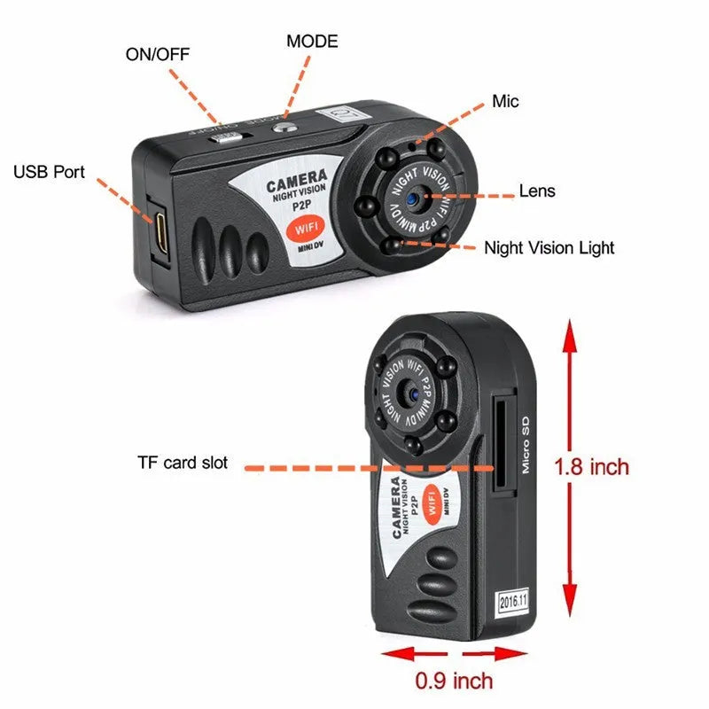 Black wifi remote network camera with LCD screen and optical zoom lens.