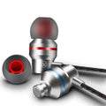 Wired in-ear headphones with 3.5mm plug, microphone, and silicone earplugs in multiple colours