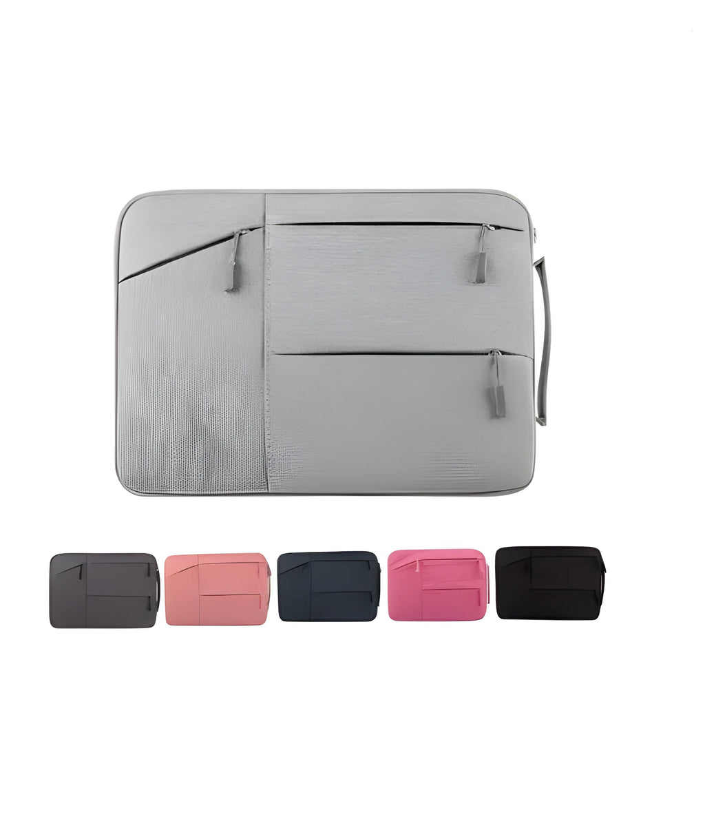 Laptop sleeve case for MacBook and Xiaomi 15 inch notebook with double zipper, front pockets, side handle, multiple colours