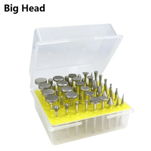 Alloy grinding head set with elliptical cone shapes for glass and stone work