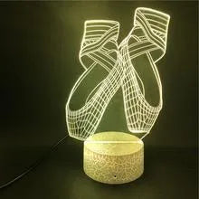 Ballet shoes 3D LED night light with remote control showing colourful illumination options