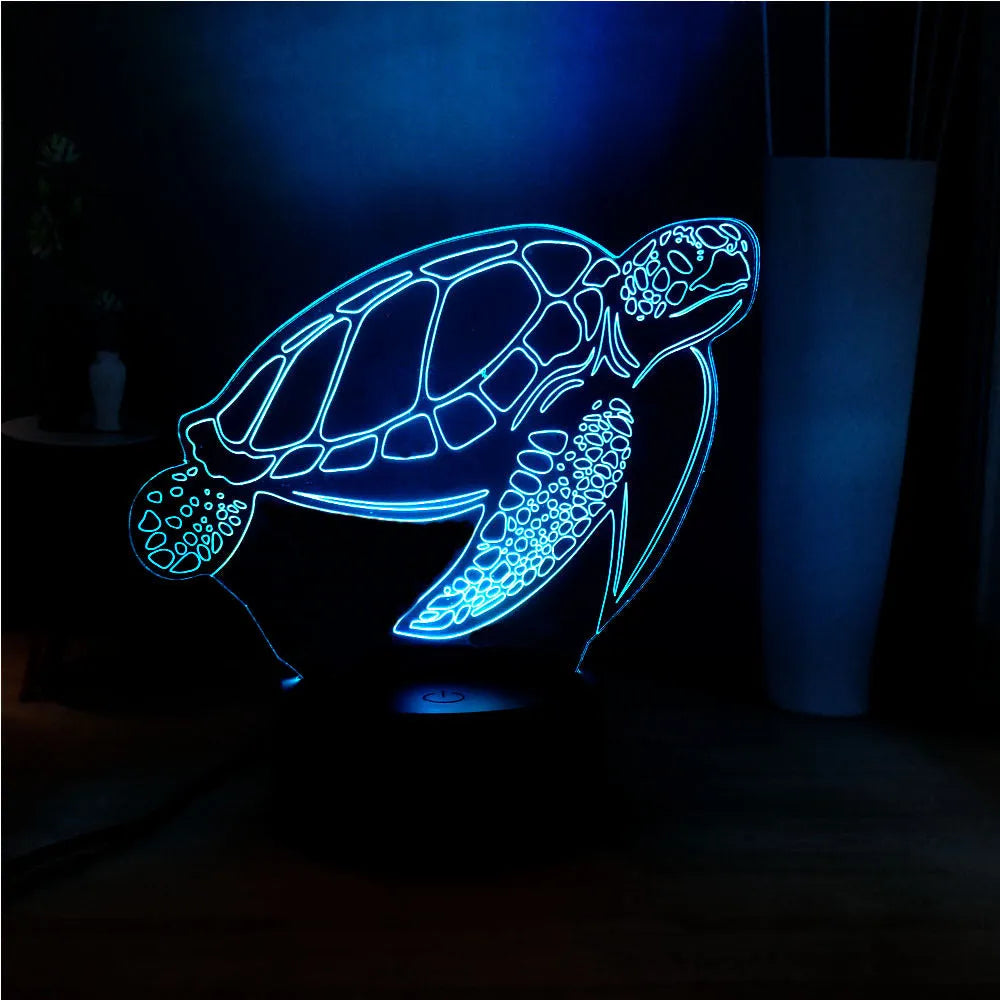3D acrylic turtle shaped LED night light with 16 colour options and remote control