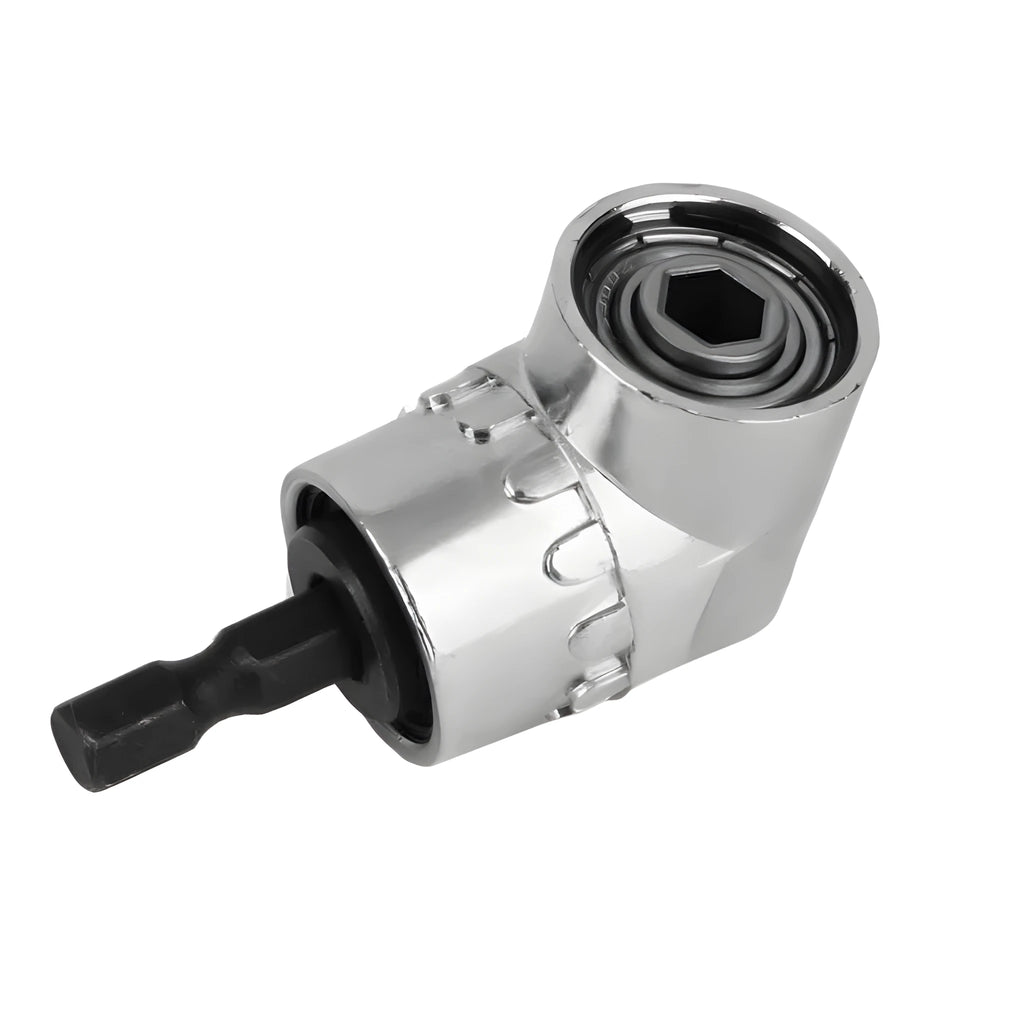 Flexible shaft adaptor for electric drills with 105-degree turning head on a chrome vanadium steel shaft.