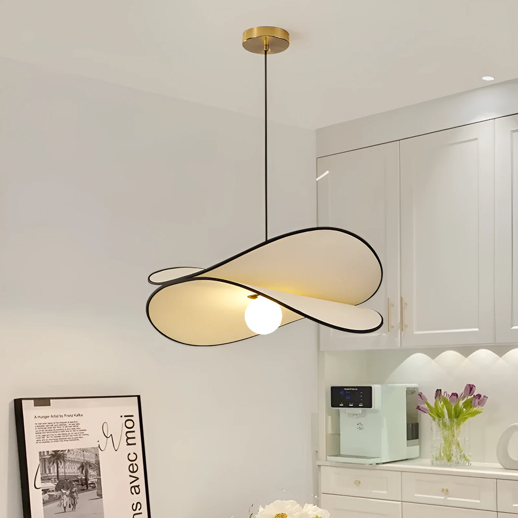 French style fabric potato chips chandelier pendant light with textured pleated shade