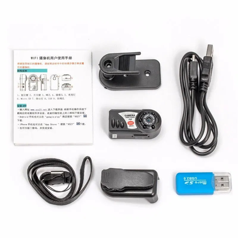 Black wifi remote network camera with LCD screen and optical zoom lens.