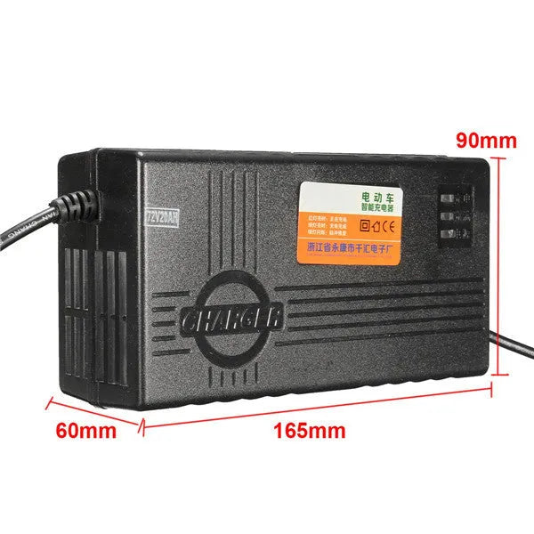 Black 72V20AH electric car charger for professional lead-acid batteries with compact design