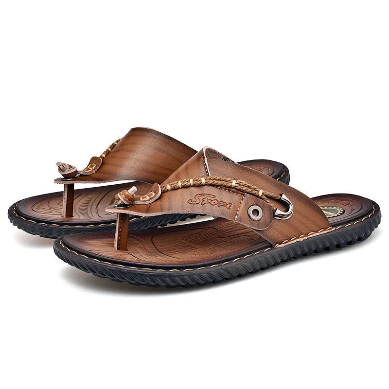 Men's non-slip casual slippers in PU leather available in multiple colours and sizes