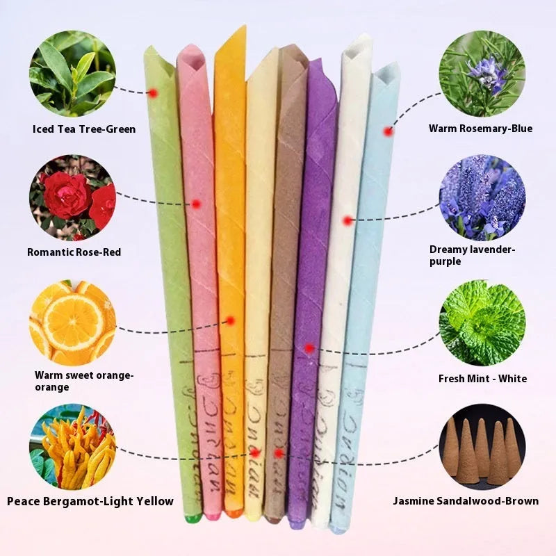 MQ Horn ear candle set showing candles, protection boards, and cotton swabs in assorted colours