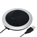 Black USB heating coaster for coffee mugs on office desk