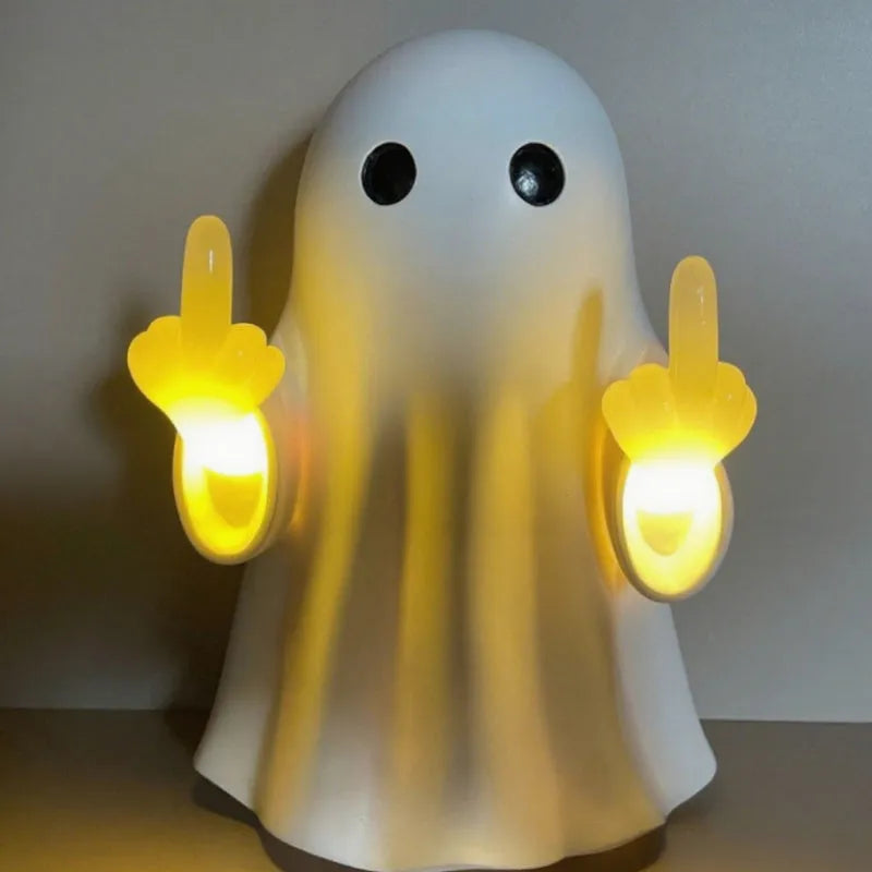 White plastic ghost statue night lamp for Halloween decoration with modern simple style