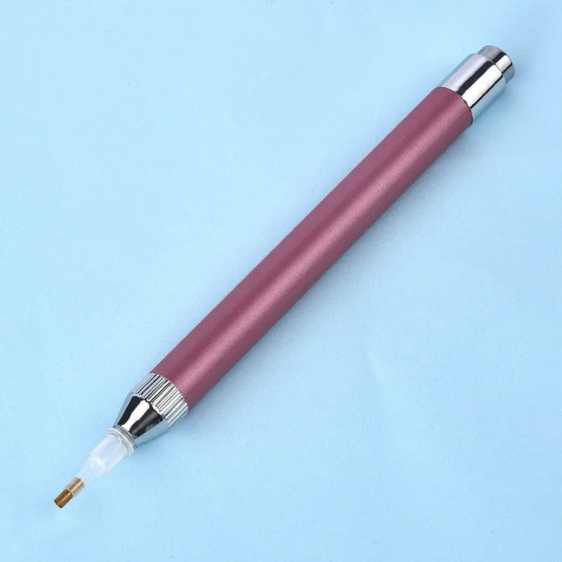 Luminous diamond painting drill pen with aluminium alloy body and metal frame in choice of colours