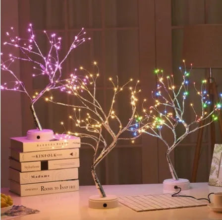 LED Christmas tree night light with touch base in warm white, white, pink or multi-colour lighting