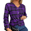 Women's loose plaid casual shirt in polyester available sizes S-3XL colours grey purple red