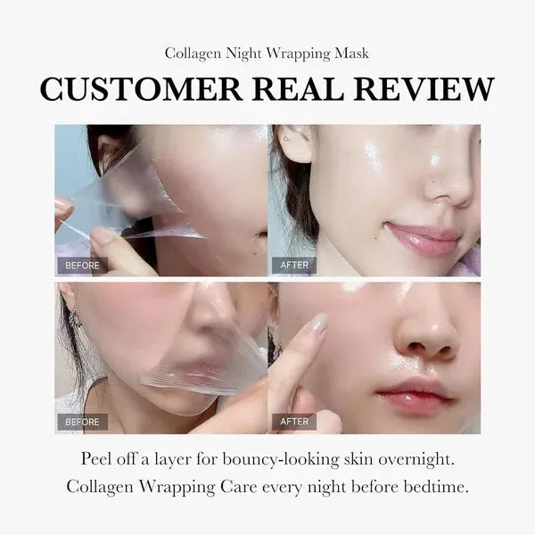 Collagen night mask 75ml bottle with application brush for firming elasticity skincare