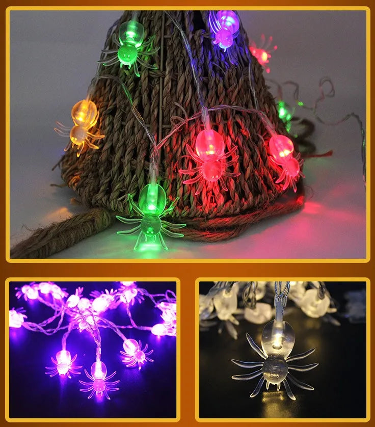 Halloween LED string lights with pumpkin, bat and ghost pendants on 1.2 metre waterproof cord