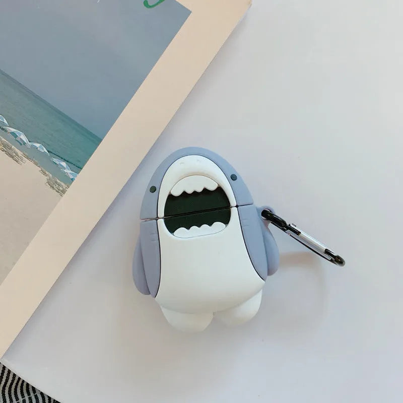 Silicone protective covers for AirPods 1 and 2 wireless earphones with shark fin design