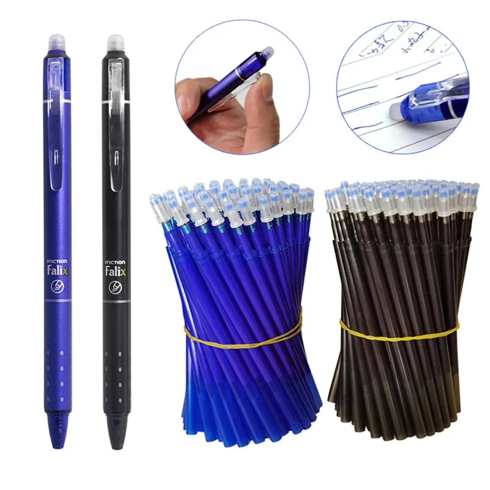 Erasable gel pen with 0.5mm stainless steel nib in plastic casing