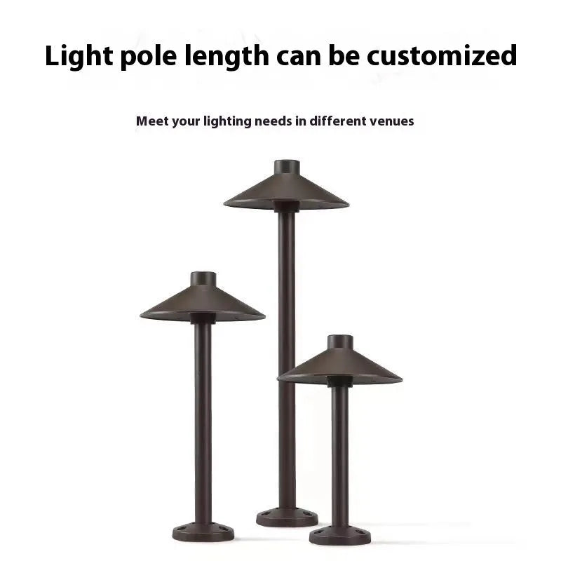 220V 7W aluminium IP65 outdoor floor lamp in brown or black, base or floor-outlet model