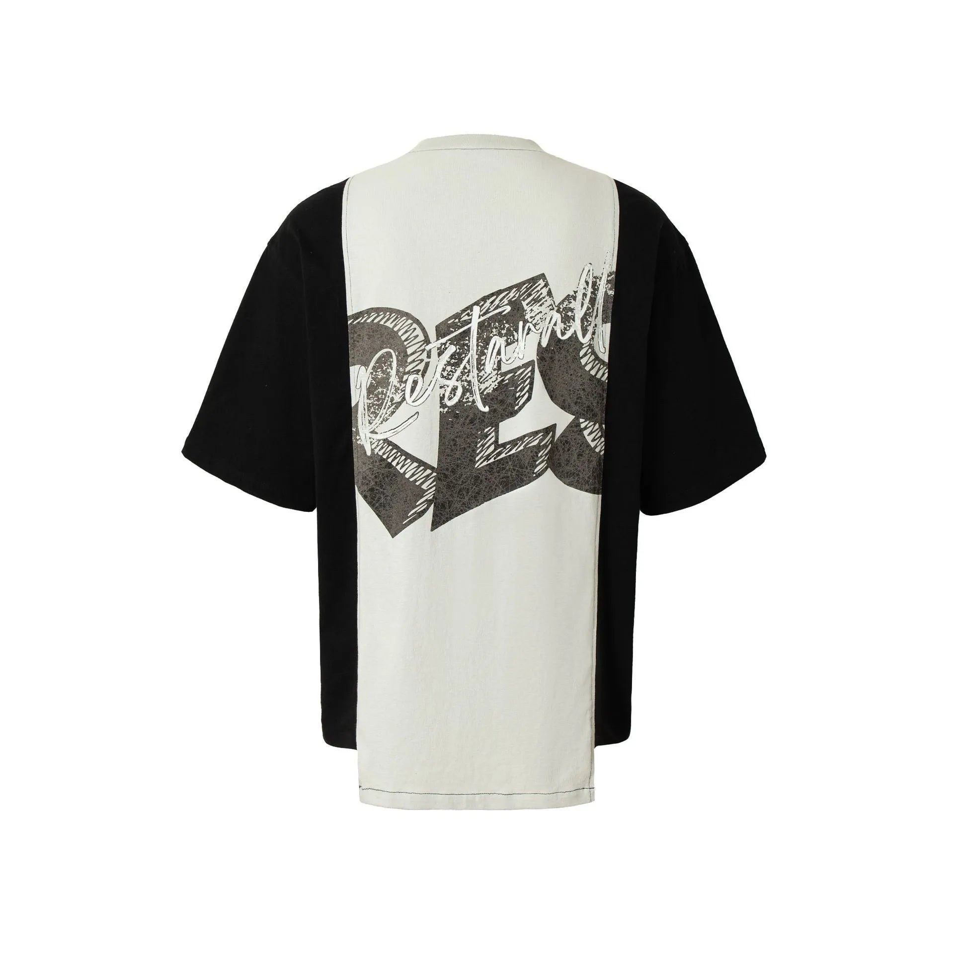 Black and white deconstruction print loose fit cotton blend t-shirt for teenagers