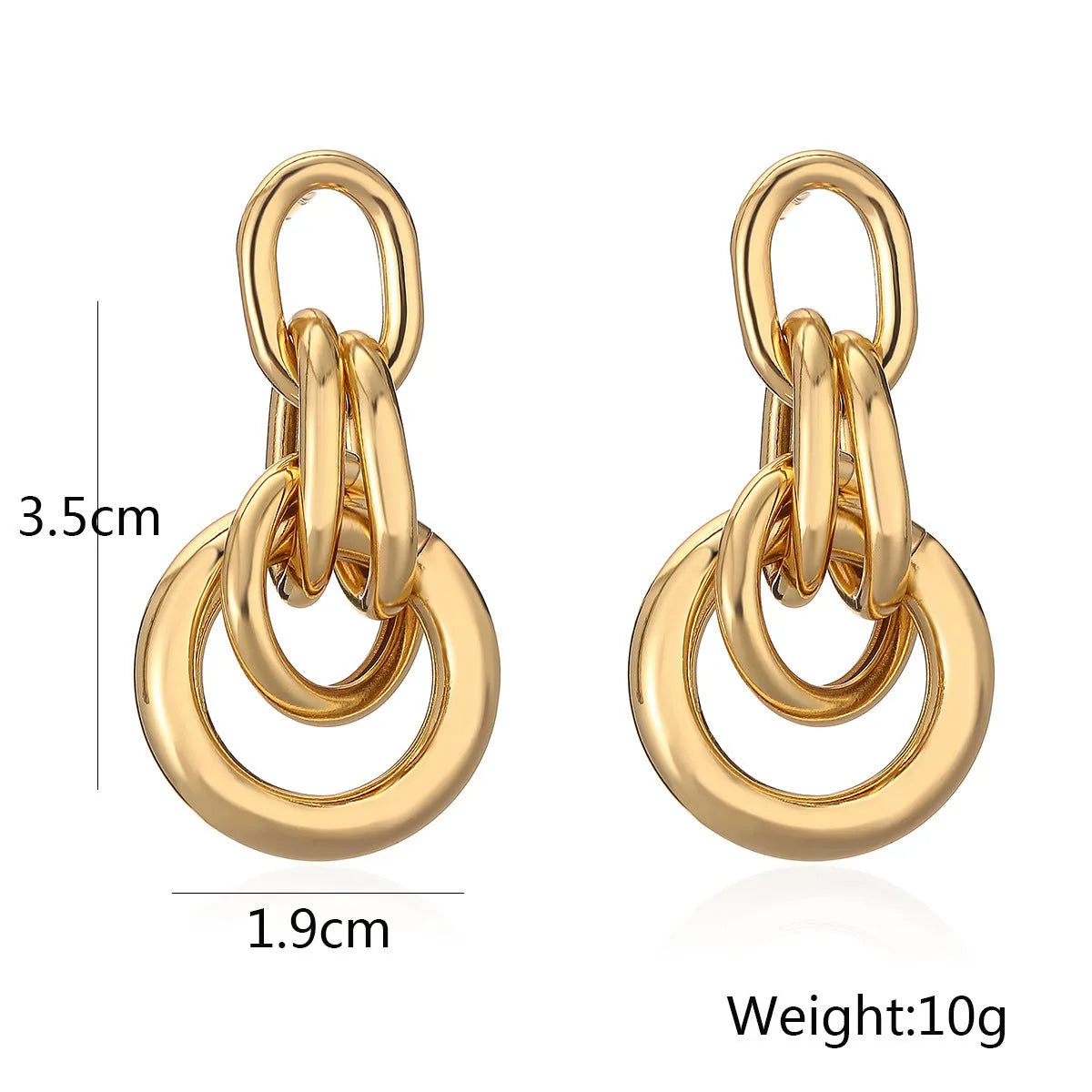 Gold-coloured geometric copper earrings with irregular shape and simple styling for women