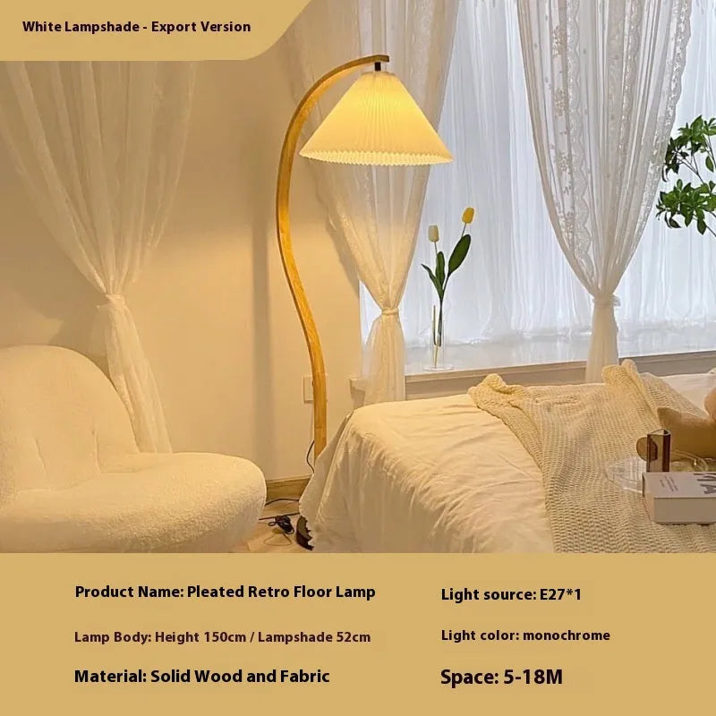 Vertical retro table lamp with log-style lampshade in white or wine red colour