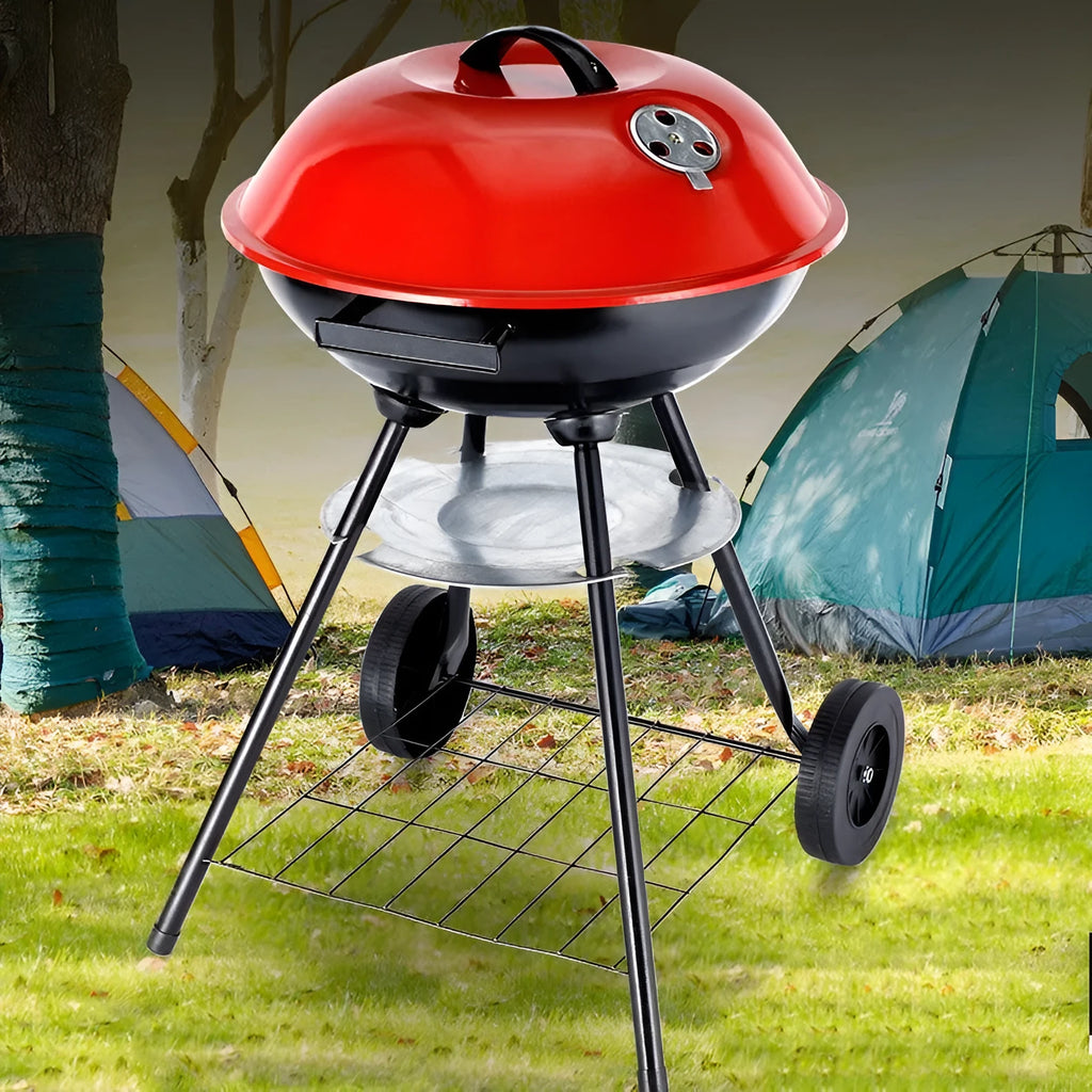 14-inch portable charcoal barbecue grill with apple stove design and iron construction