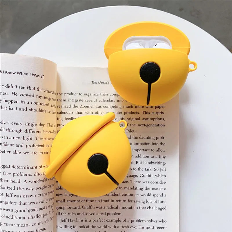 Yellow silicone bell-shaped case for AirPods 1 and 2 generation wireless earphones