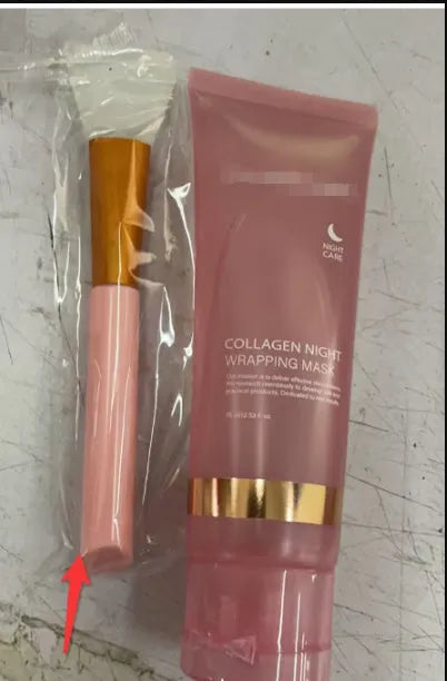 Collagen night mask 75ml bottle with application brush for firming elasticity skincare