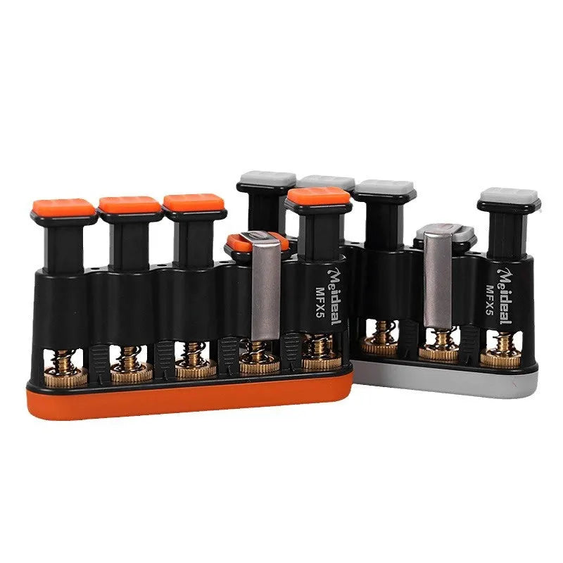 Grey and orange silicone finger trainer for hand strength development