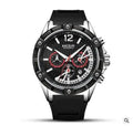 Men's fashion watch with 48mm case, 26mm band, luminous hands, chronograph and date display.