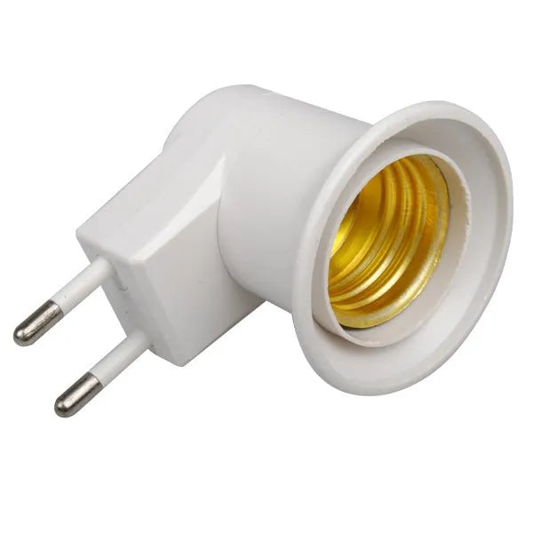 White E27 wall plug-in lamp holder adapter with switch for AU EU US sockets