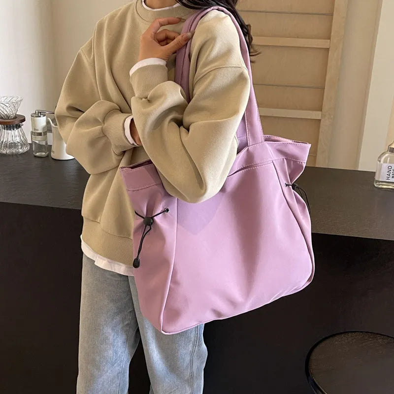 Soft foldable Oxford cloth commuter shoulder tote bag in street trend colours