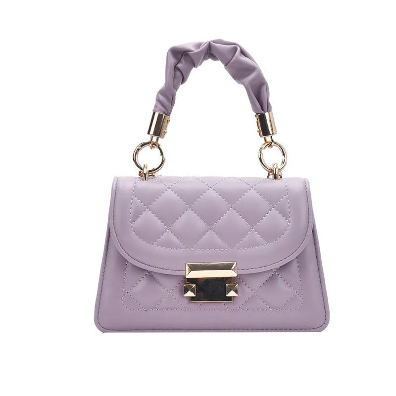 Soft PU leather Korean style small square women's crossbody bag in beige colour