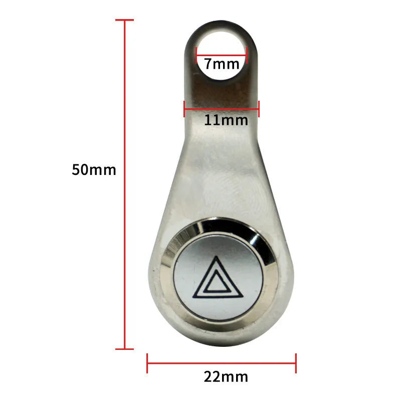 Black motorcycle modification switch with metal button and light ring for double flashing