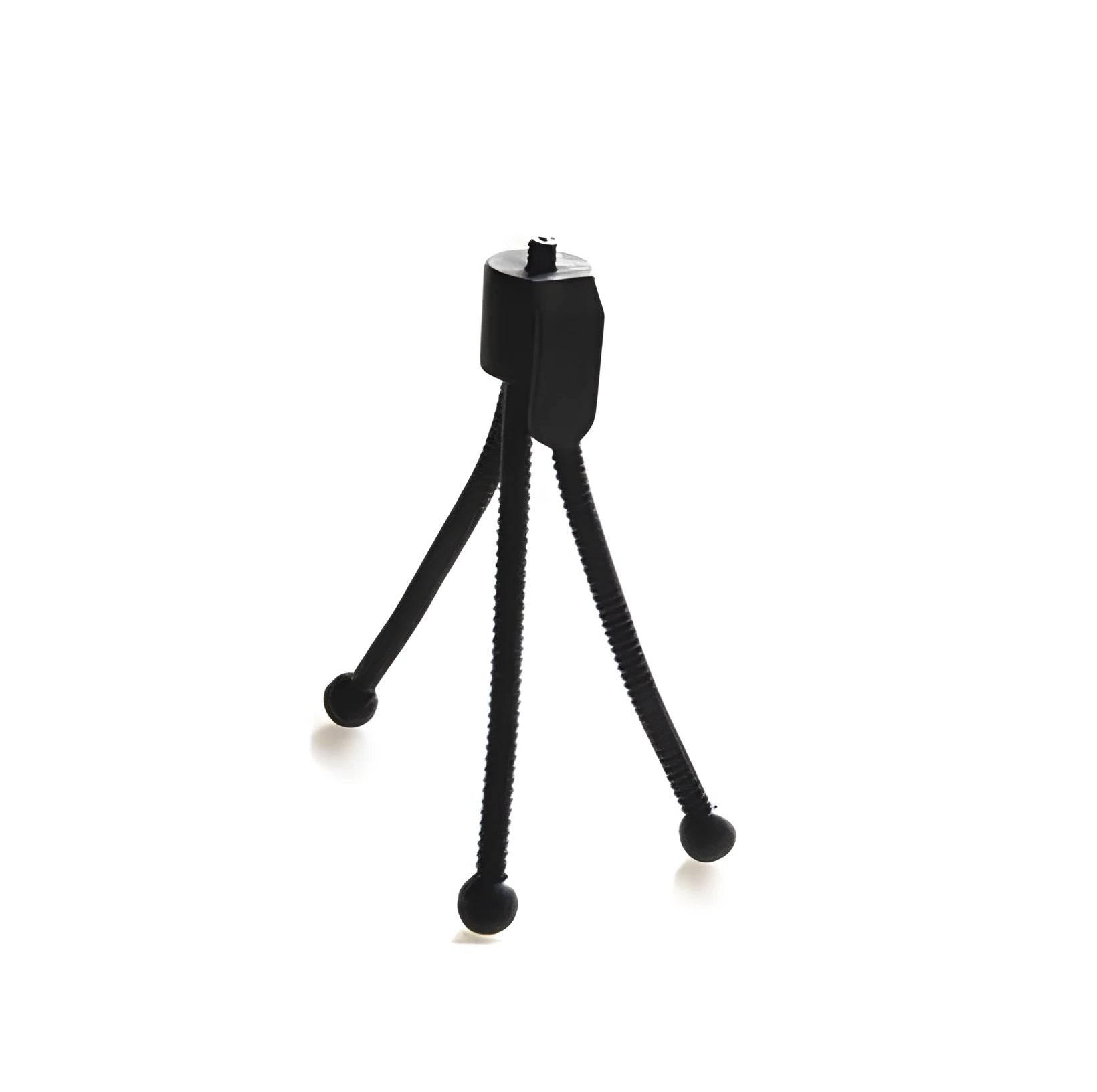 Small iron frame desktop tripod with folded legs and universal ball head for mobile phone cameras